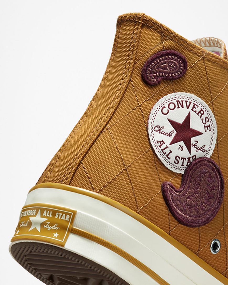 Tenisi Inalti Dama Converse Chuck 70 Crafted Patches Portocalii Visinii Inchis | RO KAXQ13483